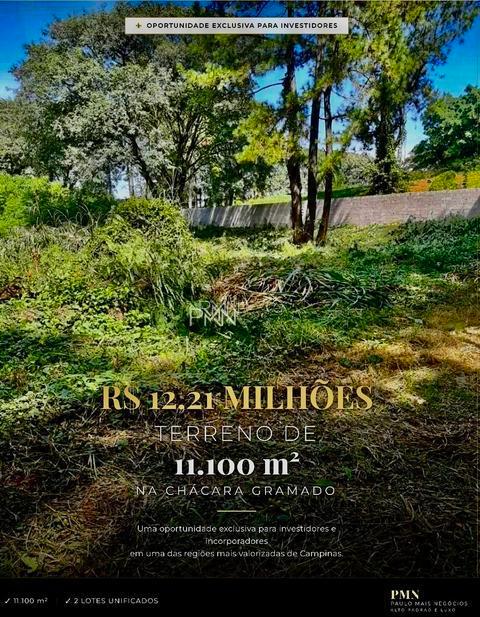 Terreno à venda em Campinas, Bairro das Palmeiras, com 11100 m², Chácara Gramado